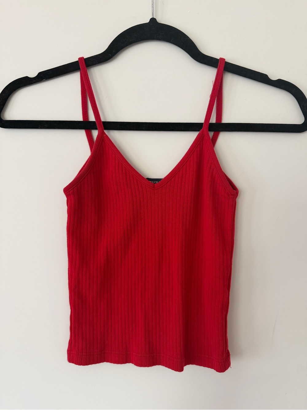 Brandy Melville Red Ribbed V-Neck Spaghetti Strap Cami